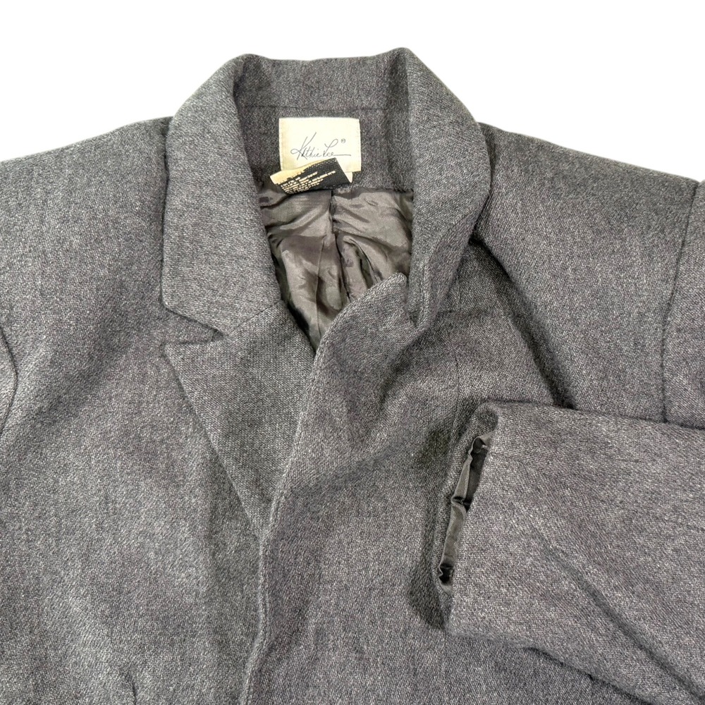 Kathie Lee 14 Gray Blazer Double Breasted Gold Button Dark Academia Officecore